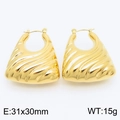 Golden trapezoid wavy earrings with 18K plating, 31x30mm size and 15g weight details - Gold