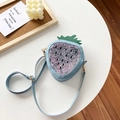 Light blue strawberry crossbody bag for girls with sparkling star-shaped glitter filling - Blue