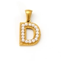 Anhänger Buchstabe D aus 18k vergoldetem Edelstahl mit weißen Perlen für DIY-Schmuck - Buchstabe D Stil (SP723G-D)
