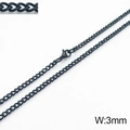3mm black stainless steel curb chain necklace for men with durable lobster clasp - 3mm Black / Necklace 45cm