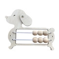 Dog shaped wooden busy board DIY accessory with 6 movable beads in natural finish - Dog Abacus Beads