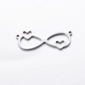 Connecteur pendentif cœur infini en acier inoxydable argenté pour bijoux - Couleur Acier Cœur Infini