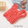 Tangerine popcorn texture tote bag with a flexible accordion design and elastic handles - Orange Red