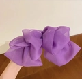 Elegant purple organza bow hair clip with layered fairy-style design for women - Purple