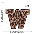 Leopard print embroidery patch letter W with champagne gold border, 6cm height size guide - Letter W