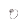 Minimalistische zilveren bloemring met een centrale zirkoon op een dunne stalen band - US 6 / Staal Kleur (KR86359-K)