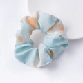 Tie-dye organza hair scrunchie in light blue and orange hues for fairy hairstyles - Light Blue Dreamy Scrunchie