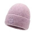 Bonnet en tricot violet clair d'hiver avec texture côtelée et logo brodé détaillé - Taille unique / Violet