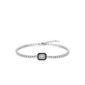 S925 Sterling silver tennis bracelet with black enamel and rectangular zircon inlay - Rectangle Style (RHB2088)