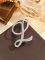 Elegant silver letter L brooch with sparkling crystals on a vintage leather background - Silver Letter L