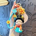 Creative Tang dynasty lady keychain in blue dress with soft silicone wrist strap - Tang Dynasty Lady - Wan Yue (Cyan)