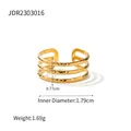 Three-layer golden stainless steel open ring with a hammered texture and polished finish - Three-layer Hammered Style (JDR2303016)