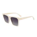 Modern square frame sunglasses in cream beige finish with dark grey gradient lenses - Beige