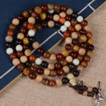 Multicolor wood bead prayer bracelet featuring sandalwood beads and small bell charms - Multicolor (06mm*108 Beads Regular Long)