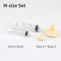 Pet syringe feeder set size M with 10ml and 30ml tubes and silicone nipples - Size M 4-Piece Set (Long/Large Nipple + 10/30mL)