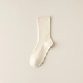 Calze a metà polpaccio a coste bianco crema minimaliste in cotone pettinato anti-pilling - Taglia unica / Costine Sottili Crema