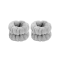 Set of four soft grey plush absorbent wristbands for washing face and spa routines - Elastic Wristbands Grey Pair
