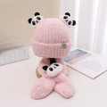 Set cappello e sciarpa in peluche rosa per neonati con decorazione panda carina - Panda Rosa