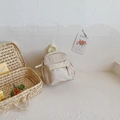 Mini sac à dos beige en nylon pour enfants avec logo Girl Cats et poche zippée - Blanc Cassé