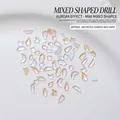 Flatback Aurora aurora AB mini nail art crystals in various shapes, 100 piece pack - Approx. 100 Pcs / Aurora
