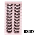 Set of 10 pairs DSD12 thick false eyelashes on pink tray with a natural curl design - DSD12 (Pink)