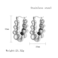 Silver chunky croissant hoop earrings in stainless steel, 33mm height and 25mm width - Chunky Croissant Texture / Silver LE3494