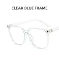 Transparent blue square frame glasses with anti-blue light lenses for women - Transparent Blue