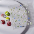 Stickers ongles 5D muguet avec motifs fleurs bleues et papillons en relief chic - Style Gaufré Muguet Papillon (FEB-659)