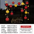 Merry Christmas static window stickers with red gold ornaments in various sizes - Christmas Chandelier