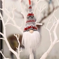 Christmas gnome ornament with gray knit hat and red heart patterns for festive decor - Style F - Grey Hat Red White Print