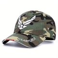 Herren Woodland Camouflage Tactical Baseball Cap mit weißem Flügel-Stickerei-Logo - Verstellbar / Tarnfarben