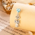 Orecchino in acciaio al titanio con cuore blu e ciondolo a forchetta e vite - Cuore Zirconia Fiocco Forchetta / Blu Mare Chiaro (Pezzo Singolo)