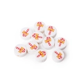 White cylinder polymer clay beads with Christmas candy cane and yellow bow patterns - Bowknot Candy Cane
