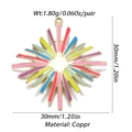 Detailed macro view of gold-plated sunburst pendant with dimensions 30mm for jewelry making - Gold Colorful Enamel Sun Pendant