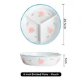 Assiette à 3 compartiments en céramique de 8 pouces avec motif de pêche pour repas équilibrés - Bol 3 compartiments 8 pouces - Pêche