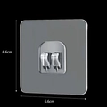 Transparent double-hook adhesive patch with stainless steel hooks, size 6.6cm x 6.6cm - 6.6*6.6cm Single Hook / Clear