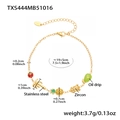 Vue détaillée du bracelet à breloques en acier avec des pendentifs de fruits en zircon - Bracelet de Cheville Fruits (TXS444) / 19+5cm / Or