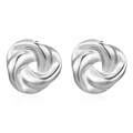 Silver twisted irregular stainless steel earrings with premium 18K gold plated finish - Irregular Twisted Earrings Steel (MS-416)
