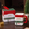 Tazza quadrata in ceramica pupazzo di neve con scatola regalo rossa coordinata - Pupazzo di neve