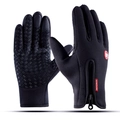Black non-slip windproof cycling gloves with zipper closure and touchscreen palm grip - M / Upgraded Black
