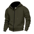 Olivgrüner Herren Fleece-Hoodie mit Reißverschluss und funktionellen Taschen - S / Armeegrün