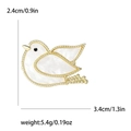 Golden peace dove brooch with white shell inlay and detailed product dimensions - Gold/White (White 3105)