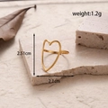 Minimalist gold heart-shaped adjustable stainless steel ring weighing 1.2g - Hollow Heart Line / Gold