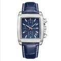 Reloj deportivo Megir para hombre con correa de cuero azul y esfera cuadrada luminosa - Correa Azul Caja Plata Esfera Azul