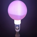 Pink glowing heart shaped glow stick for events with white handle and switch button - Round Sand Ball Wand Pink