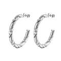 Elegant silver stainless steel twisted C-shaped hoop earrings with a textured rope design - Steel Color Single Twisted C-Shape