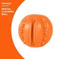 Orange durable rubber dog chew ball with dental cleaning texture for pets - Teeth Cleaning Ball / Orange