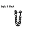 Punk black stainless steel ball stud earring with chain link design on white background - Style B / Black