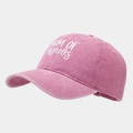 Detail of vintage pink washed cotton baseball cap with Mom of Assholes embroidery - Adjustable / Washed Pink