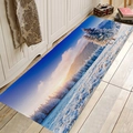 Saugfähige Flanell-Bodenmatte mit Winterschneelandschaft für Wohnzimmer und Bad - 40x60cm / Stil 2